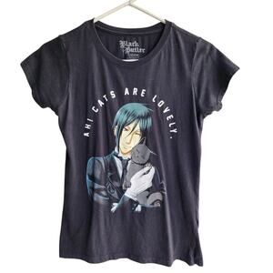 Black Butler Sebastian Cats Are Lovely Women’s Anime T-Shirt Sz Small